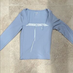 Hollister Women's Light Blue Lace Trim Blouse nwot